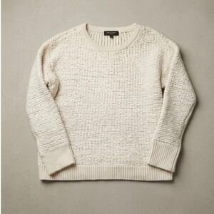 Rag & Bone JEAN Cream Wool Chunky Knit Crew Neck Sweater Ivory Small